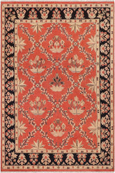 handmade Transitional Kafkaz Orange Black Hand Knotted RECTANGLE 100% WOOL area rug 9 x 12